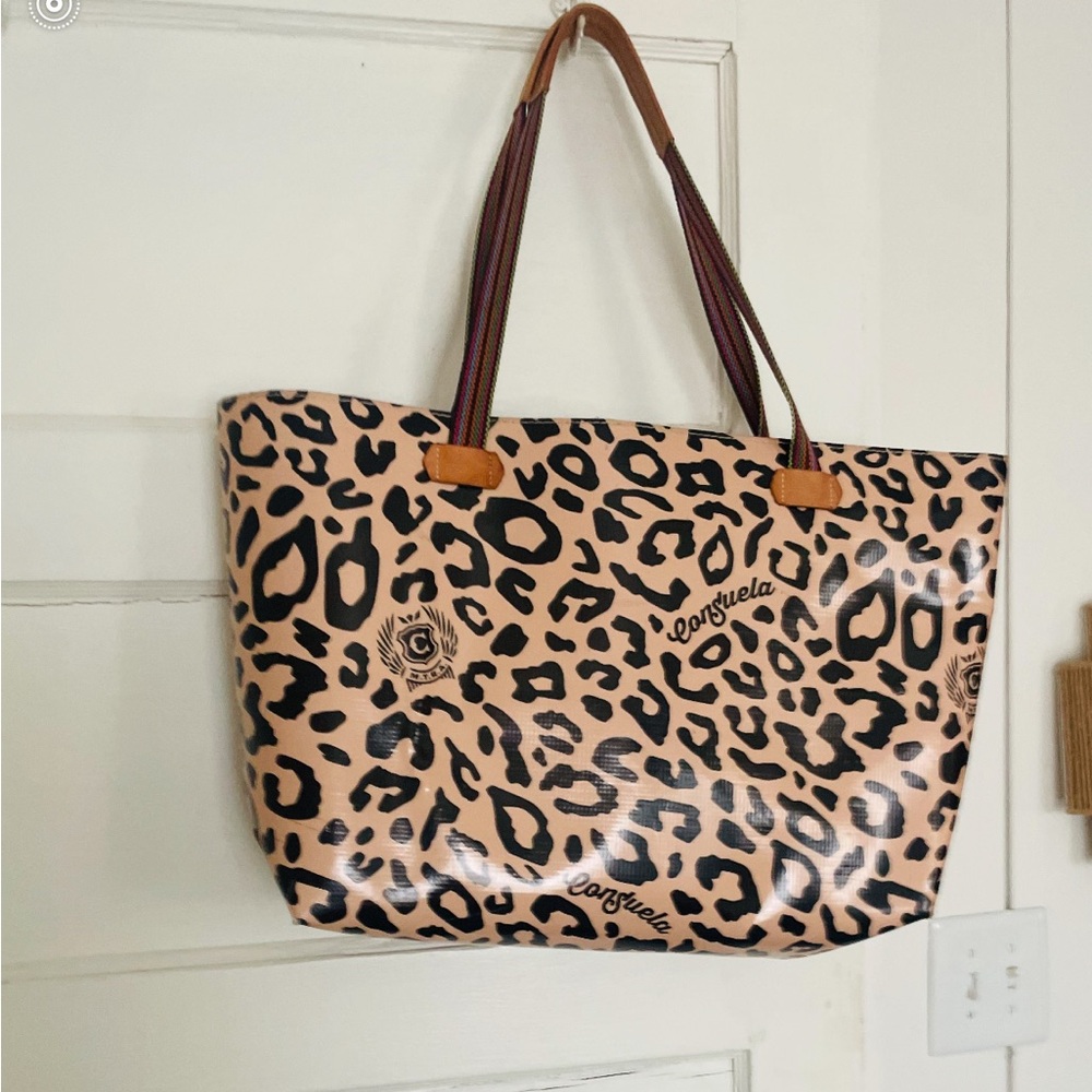 Consuela Tan and Black Tote Bag Stylish and Spacious